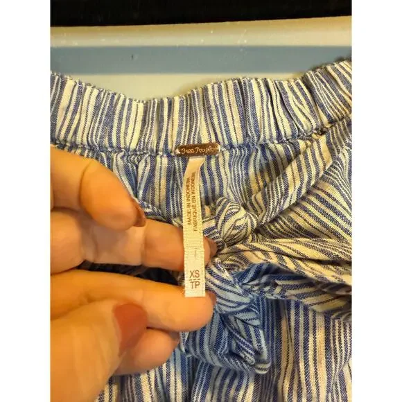 Free People Striped Off-The-Shoulder Linen Blend Top – XS - Picture 3 of 4